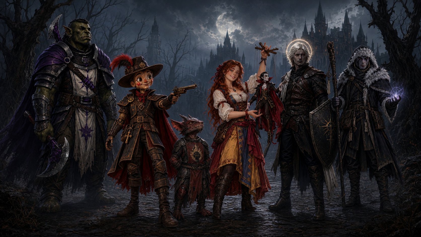 The party: Helliax, Ash, Gesch, Jordana, Cassius and Ghast